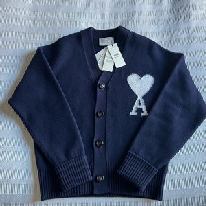 NWT Unisex Ami Paris Ami de Coeur Cardigan - Navy